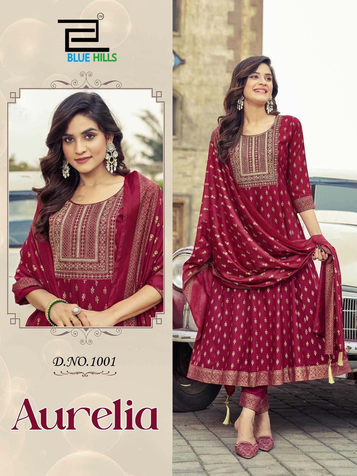 Aurelia By Blue Hills Rayon Foil Printed Kurti With Bottom Dupatta Wholesale Online